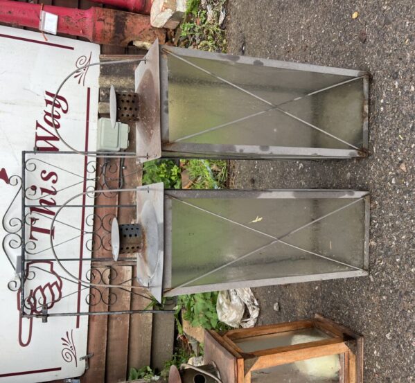Pair of Reclaimed Glass Panelled Lanterns