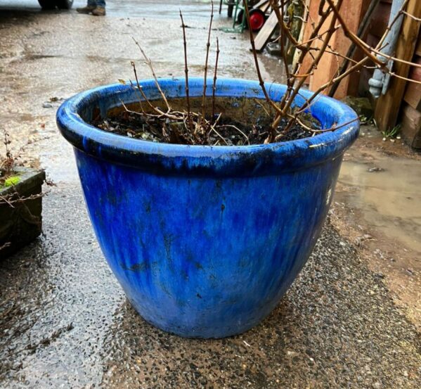 Glazed Blue Terracotta Pot