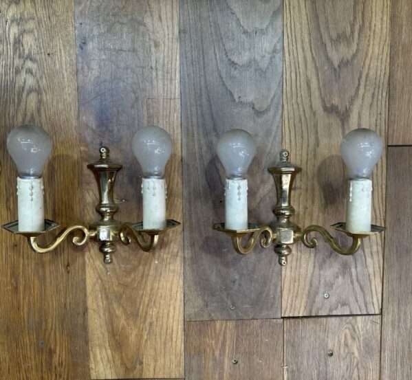 Lovely Pair of Brass Lights Without Shades