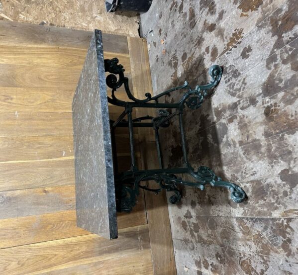 Square Granite Top Table with Green Legs