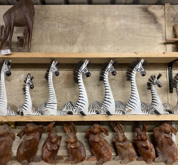 Set of Painted Wooden Zebras