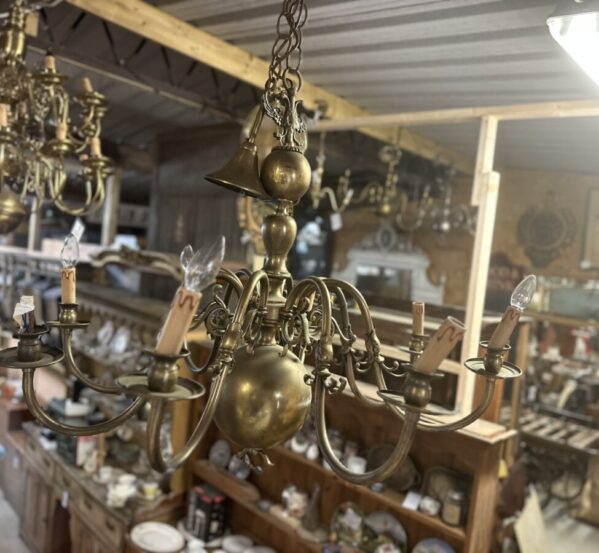 Gorgeous Large Chandelier with Brass Orb