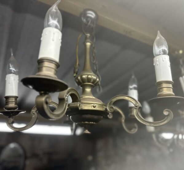 Old Brass 5 Bulb Chandelier