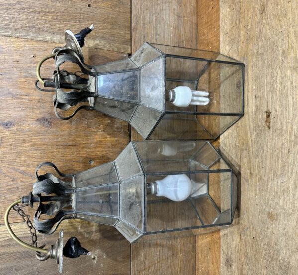 Antique Hex Glass and Lead Shades