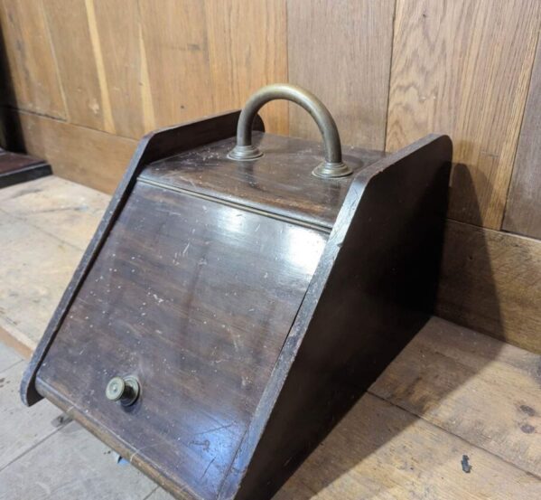Wooden Coal Scuttle with Brass Furniture