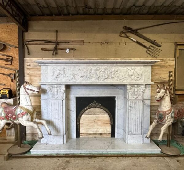 Incredible Carved Marble Fireplace