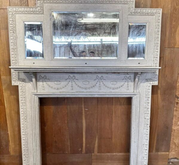 Large White Surround with Mirror and Mantle