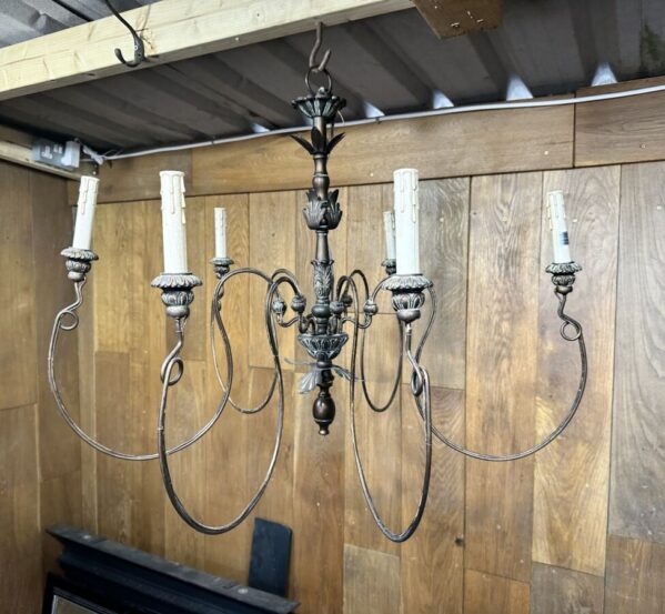 Large Resin Chandelier with Brass Look
