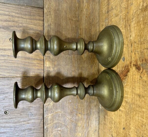 Pair of Tarnished Brass Candle Holders