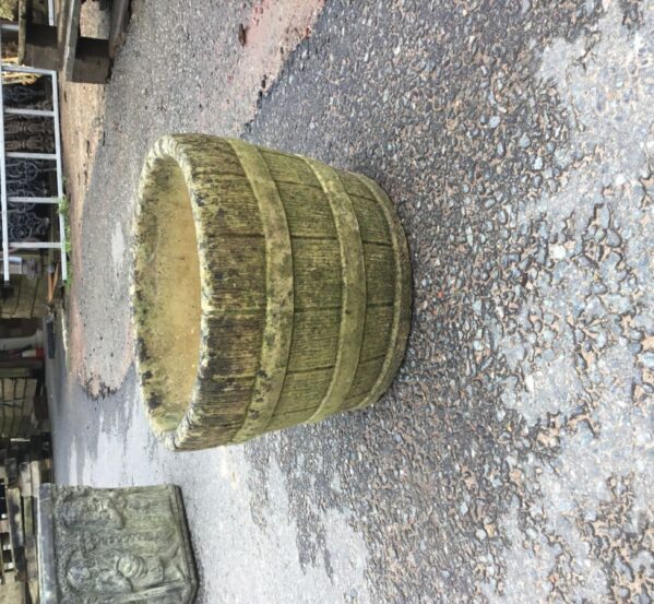 Weathered Reconstituited Stone Barrel Planter