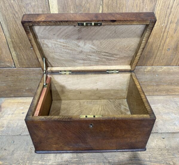 Varnished Oak Box with Brass Handles
