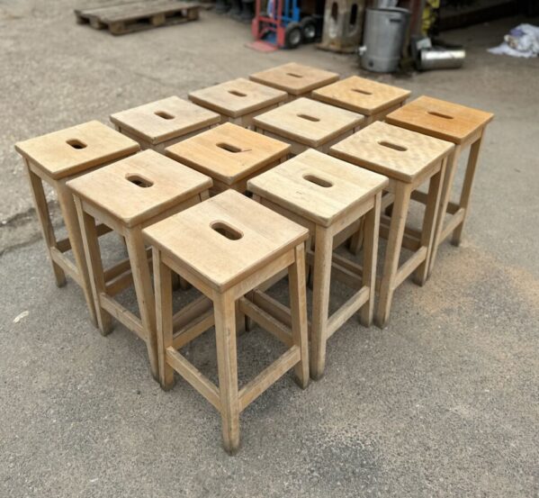 Set of 12 Stripped Wooden Stalls