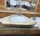 Corner Sink with Travertine Unit