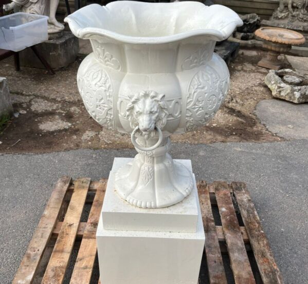 Fantastic Enameled Urn With Plinth