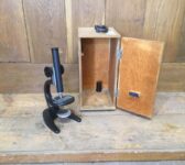 Exquisite Microscope In Wooden Box
