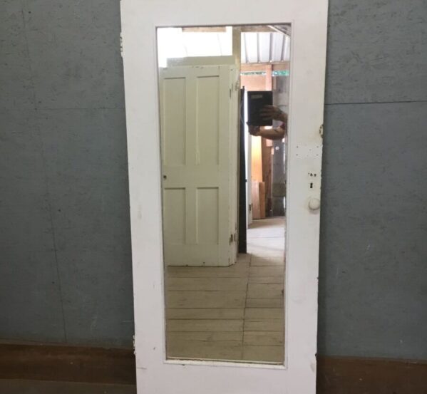 Small White Painted Mirrored Door