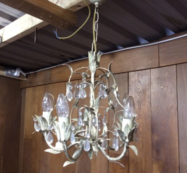 Flowery Chandelier With Missing Bulb
