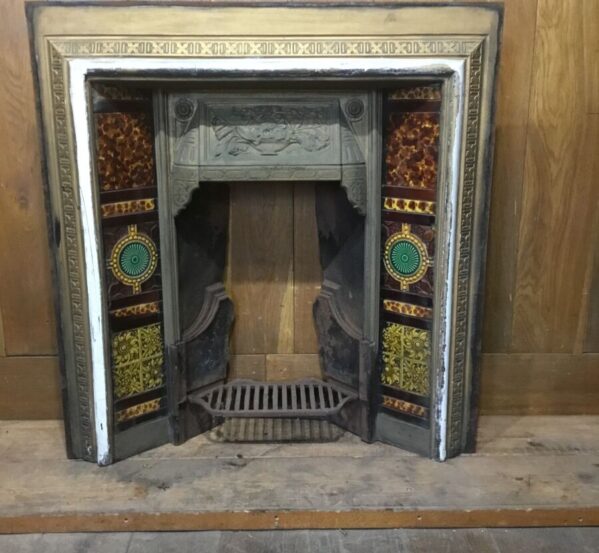 Painted Gold Cast Iron Insert With Nice Tiles