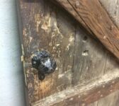 Antique Oak Ledge And Brace With Key