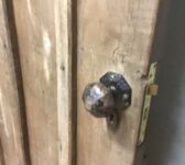Antique Oak Ledge And Brace With Key