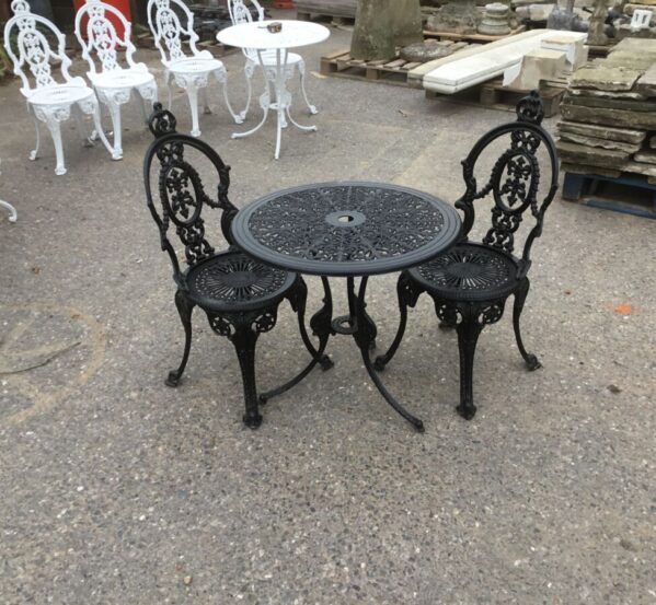 Black Aluminum Table and 2 Matching Chairs
