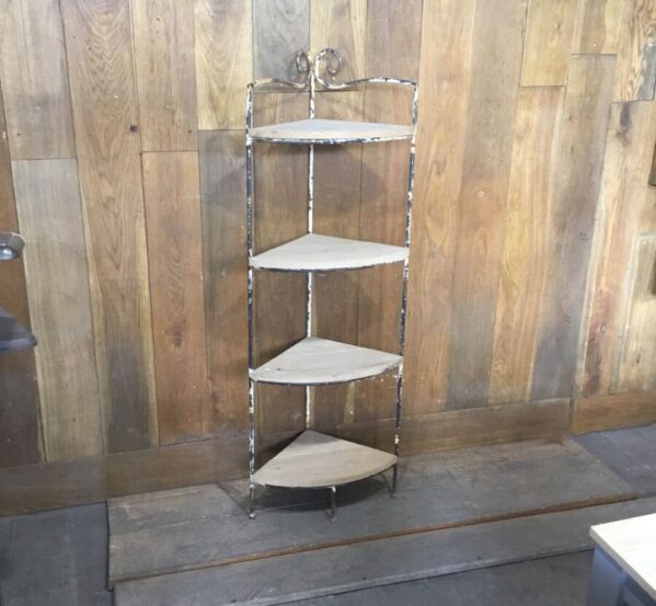 Pretty Oak Shelves With Cast Iron Stand