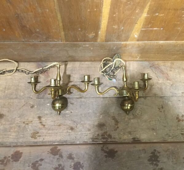 Pair Of Brass Chandeliers