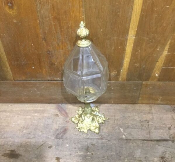 Pretty Gold Electric Lamp With Glass Shade
