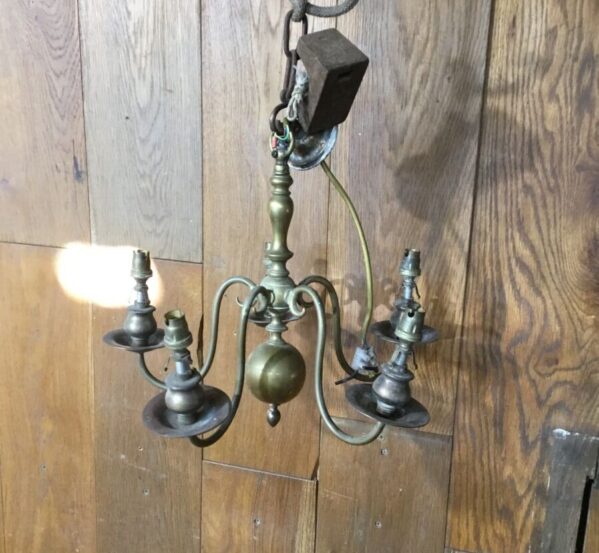 Small Brass Chandelier 5 Prong