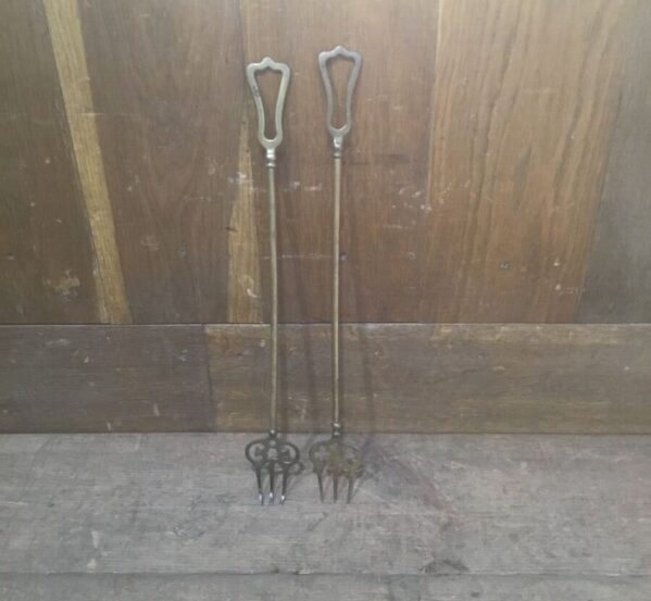 Nice Pair Of Brass Fire Forks