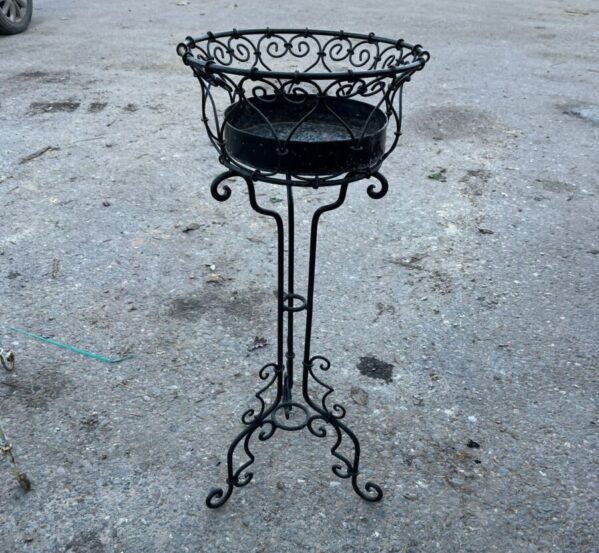 Tall Black Japanned Pot Stand