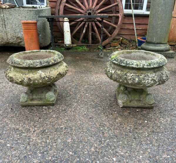 Pair Of Weathered Wide Planters
