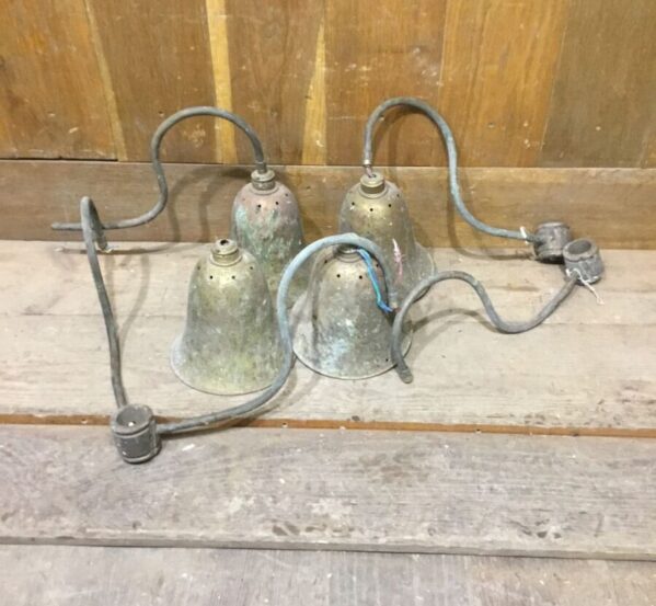 4 Damaged Vintage Brass Lamps