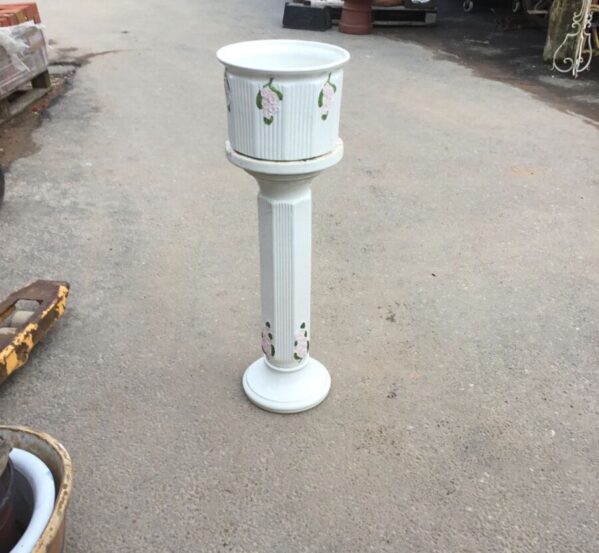 White Planter With Stand