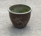 Red Plant Pot With Palm Tree Detailing