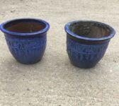 Pair of Blue Terracotta Plant Pots