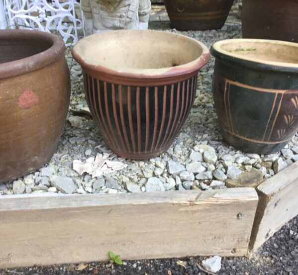 Small Brown Striped Pot
