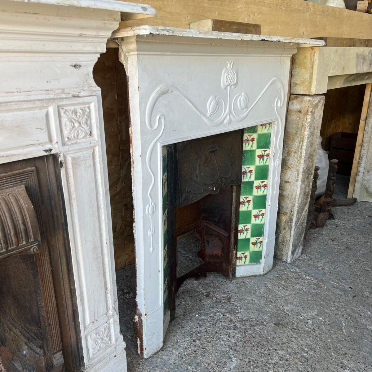 Art Nouveau Tiled Fireplace