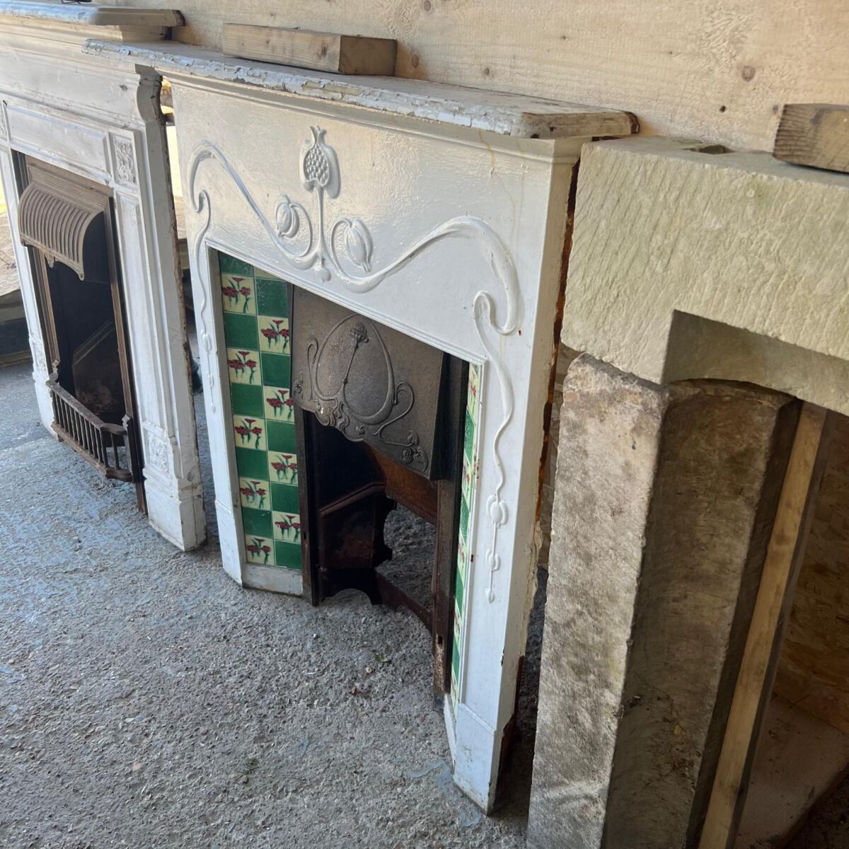 Art Nouveau Tiled Fireplace