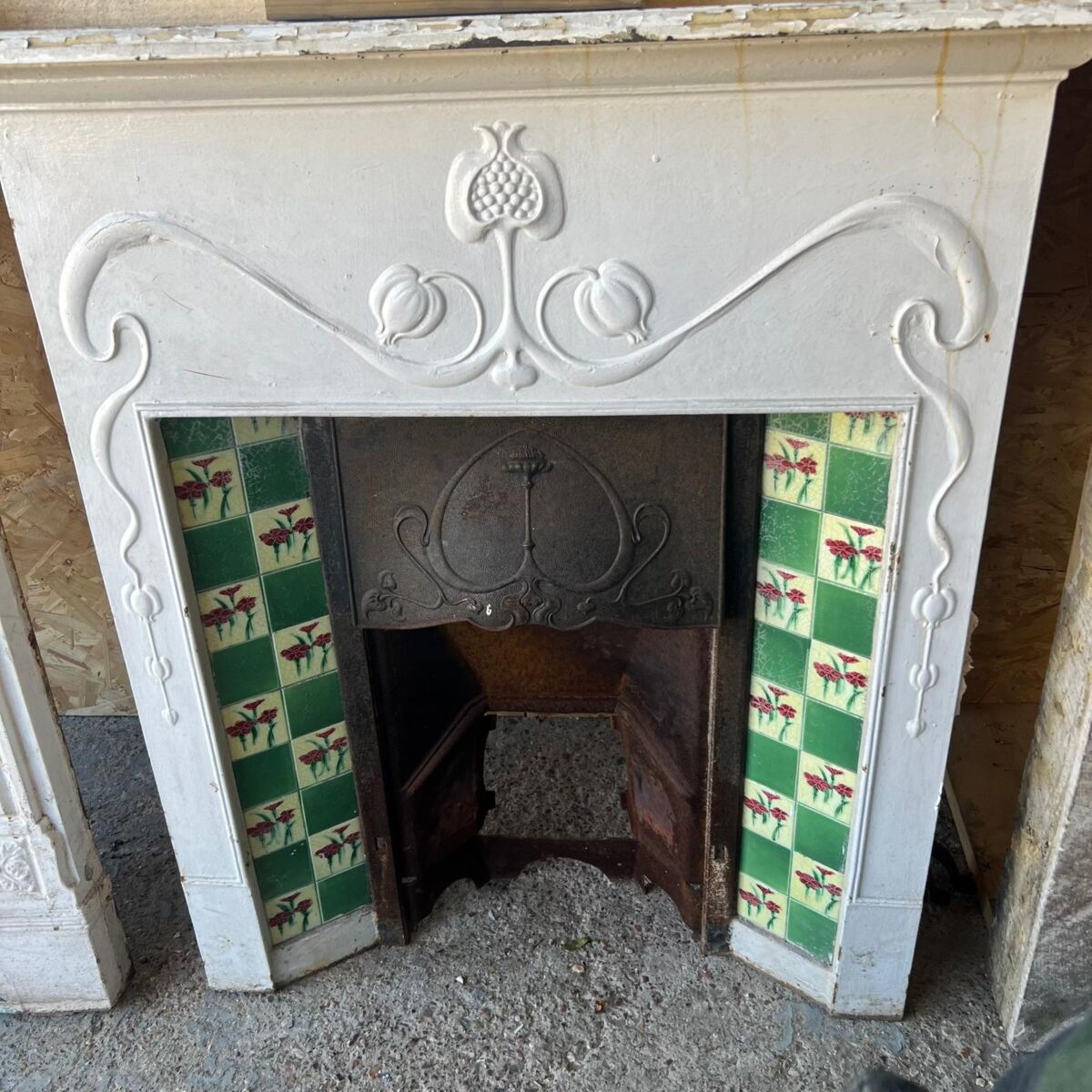 Art Nouveau Tiled Fireplace