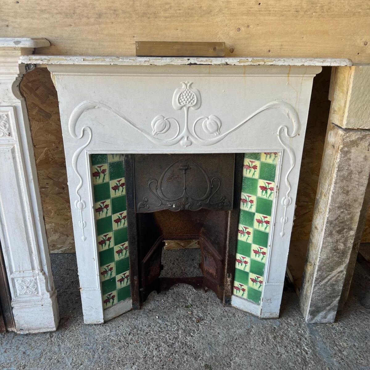 Art Nouveau Tiled Fireplace