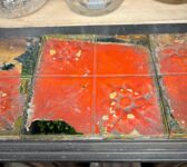 Red Floral Relief Tiles