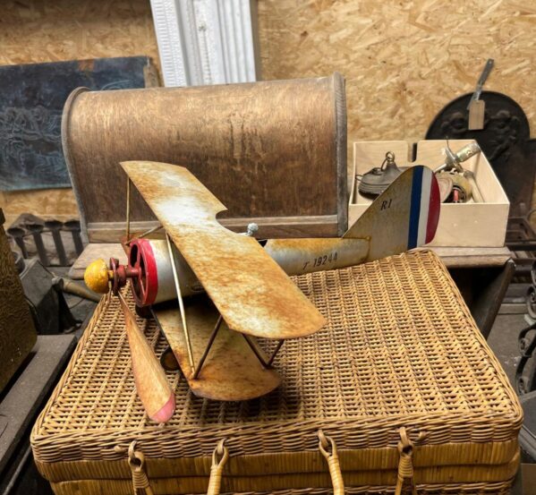 Vintage Tin Biplane Model