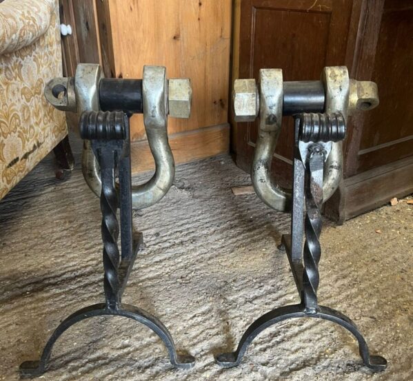 Pair Of Unique Cast Iron Fire Dogs