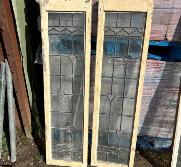 Pair of Lead Lined Heart Glass Windows