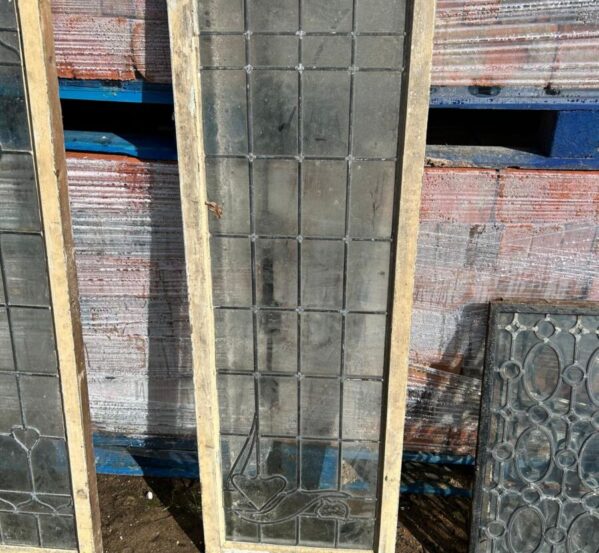 Pair of Lead Lined Heart Glass Windows