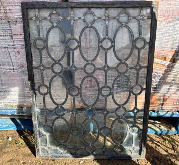 Pair of Ornate Beveled Lead Lined Glass Windows