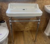 Art Deco Chrome Console Washstand & Ceramic Basin