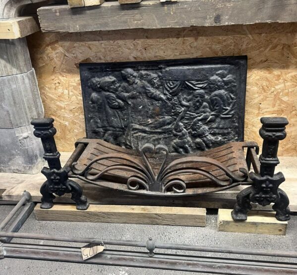 Reclaimed Cast Iron Fire Basket Decorative Scroll Design