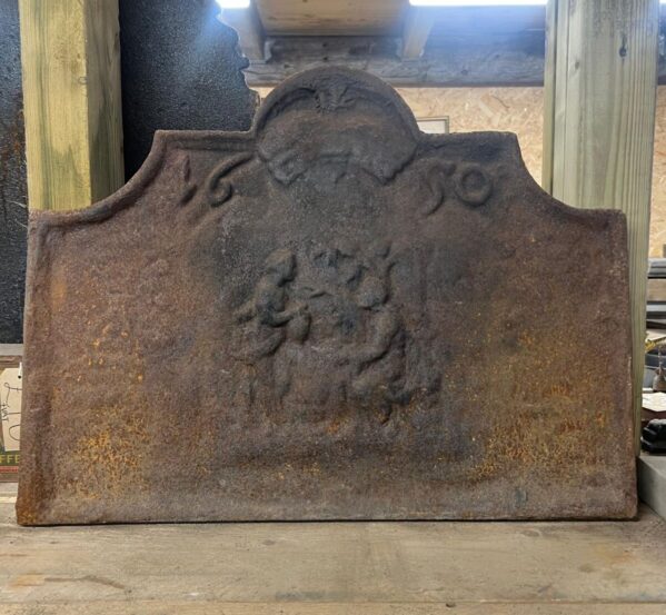Reclaimed Cast Iron Fireback Dated 1650